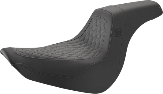 Black SADDLEMEN Speed Merchant Pro Series motorcycle seat for FXLR and FLSB models from 2018 to 2023, by Bill's Exhausts.