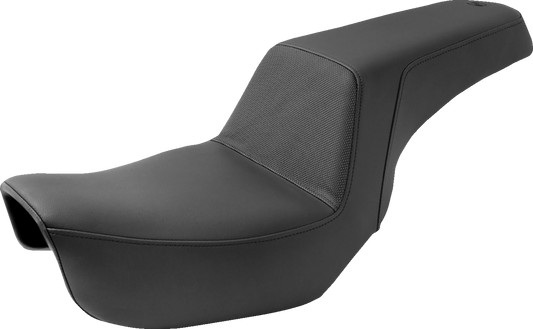 Black SADDLEMEN Step-Up Gripper Seat for Dyna motorcycles, designed for comfort and style.