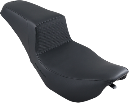 Black Saddlemen Step-Up Seat with gripper design for FLHR and FLHX motorcycles, featuring a comfortable, textured surface.