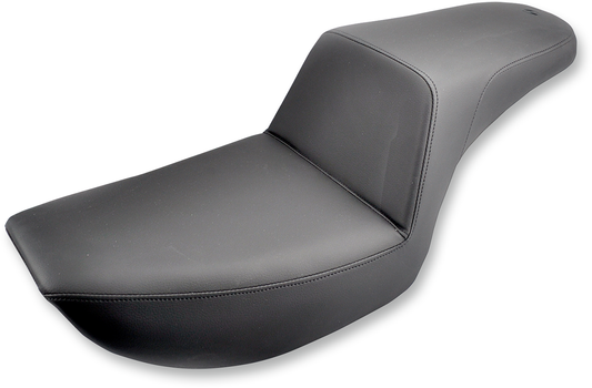 Black SADDLEMEN Step-Up Seat with gripper surface for FXR motorcycles, designed for comfort and stability.