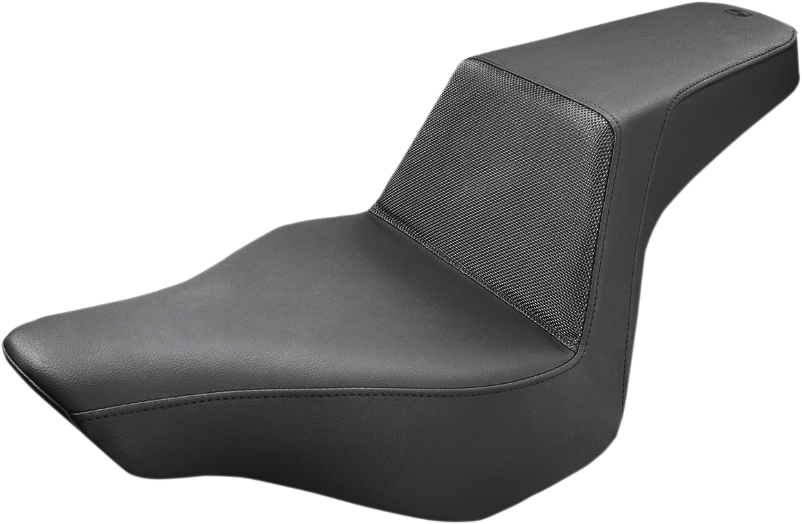 Black SADDLEMEN Step-Up Gripper Seat for FXSB motorcycle, featuring a comfortable design and textured surface for better grip.