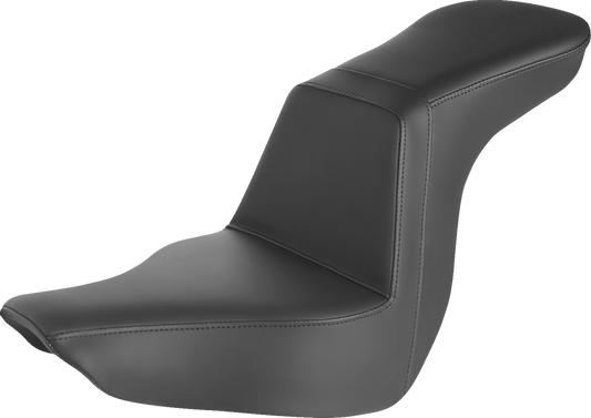 Black SADDLEMEN Step-Up Seat by Bill's Exhausts, smooth finish, designed for enhanced comfort and style on motorcycle seats.