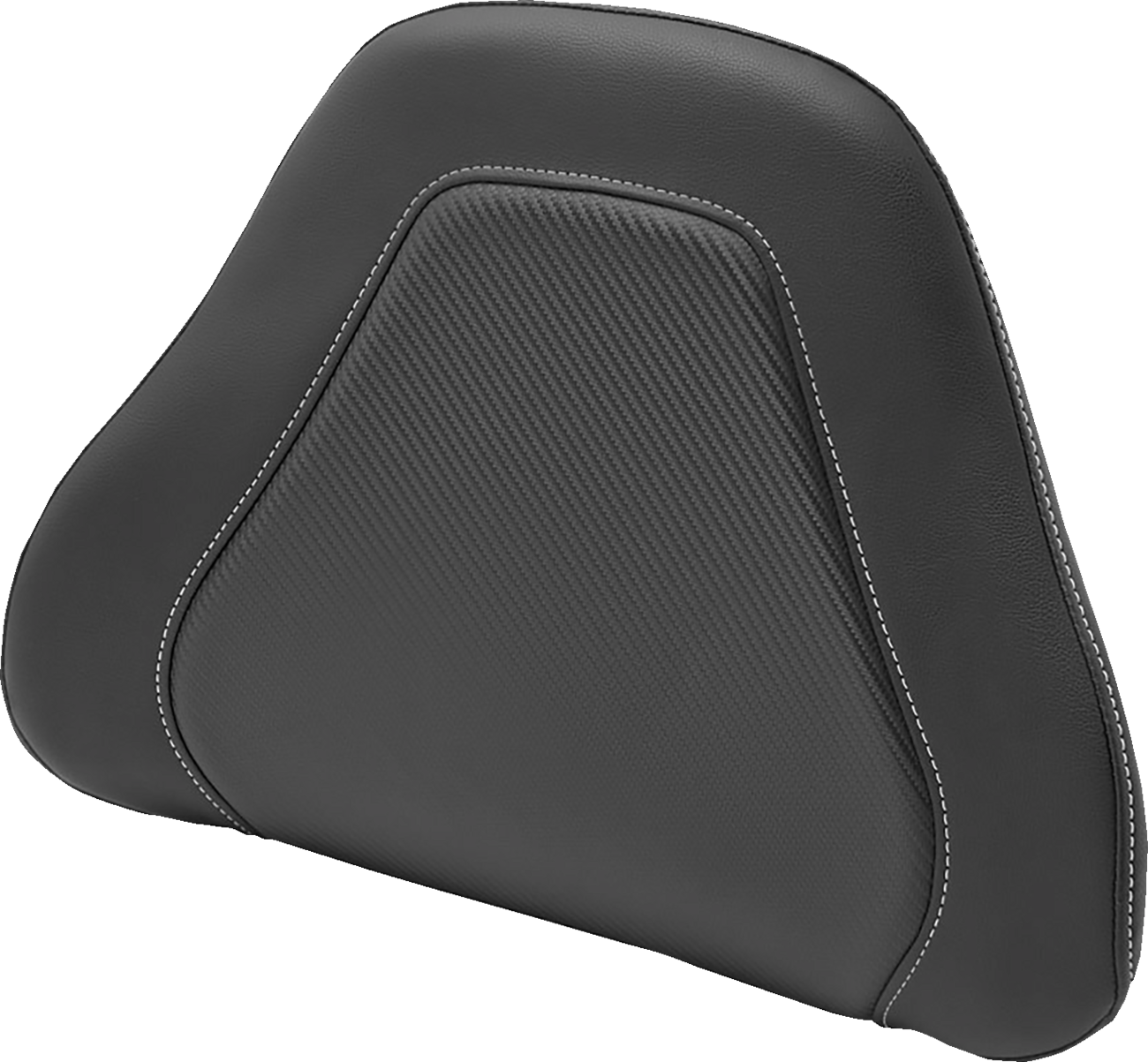 SADDLEMEN Tour-Pak Backrest Pad Cover in black carbon fiber for motorcycle seats, designed for the Bill's Exhausts saddlebag.