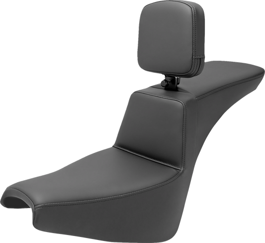 Bill's Exhausts SADDLEMEN Tour Step Up Seat with rider backrest for FXBB/FXST 2018-2022, plain design, motorcycle seat.