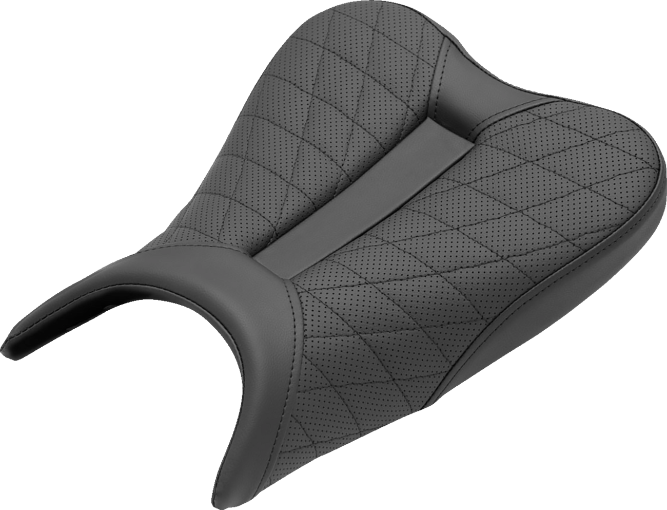 SADDLEMEN Track Seat with lattice stitch design in black for Ninja 400 (2018-2022), featuring a sleek motorcycle seat by Bill's Exhausts.