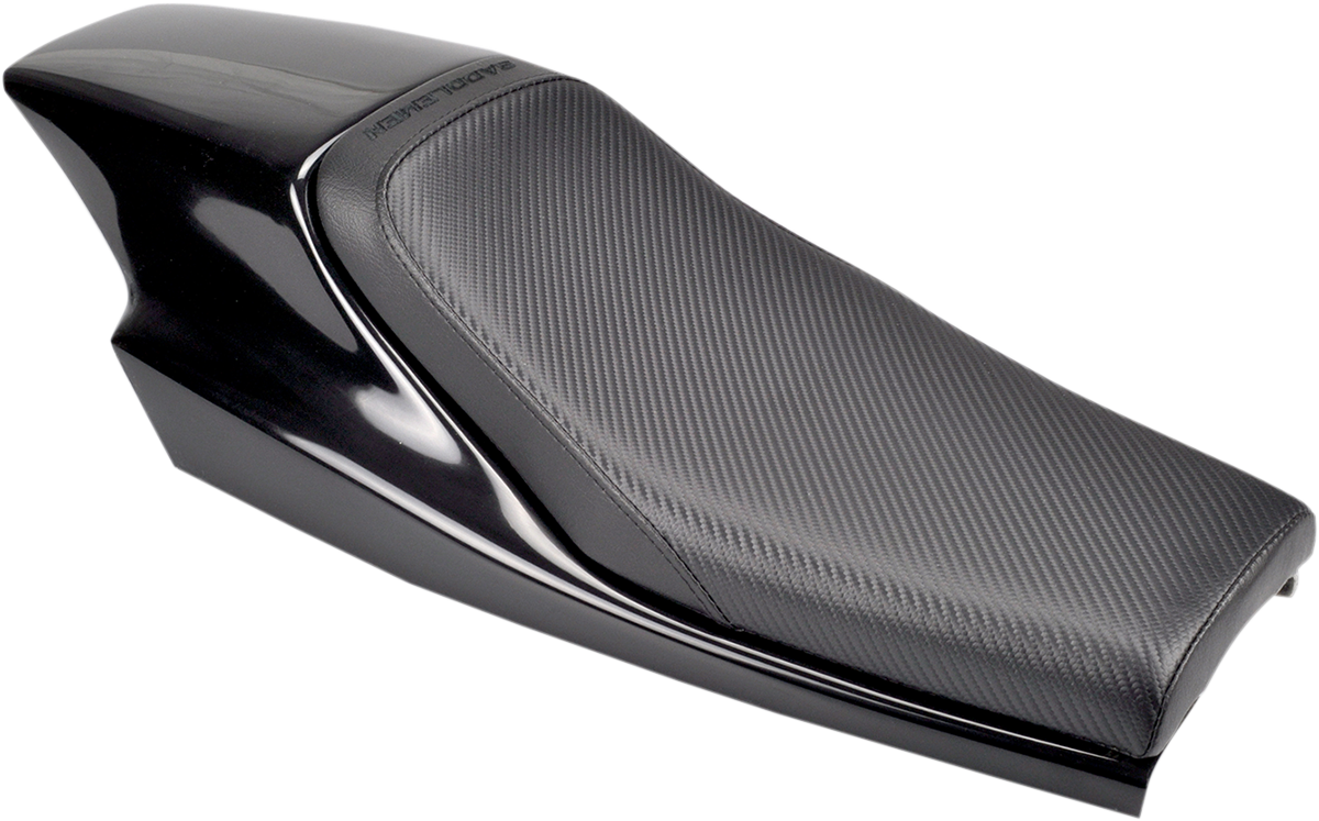 Vintage saddlemen tail section seat for motorcycle, compatible with Z4208 model, by SADDLEMEN, shown in black leather.