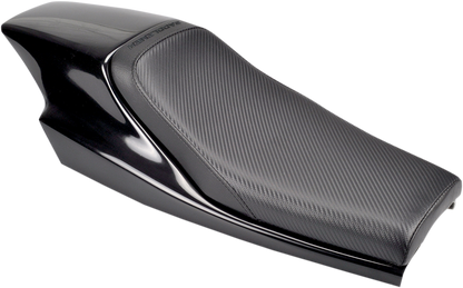 Vintage saddlemen tail section seat for motorcycle, compatible with Z4208 model, by SADDLEMEN, shown in black leather.