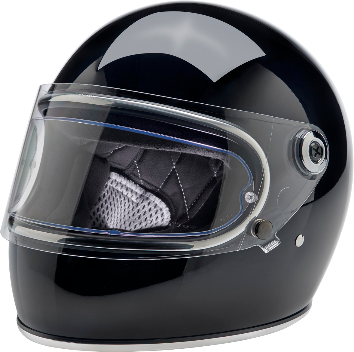 BILTWELL Gringo S motorcycle shield with Pinlock and ProtecTINT for enhanced visibility and protection, displayed on a helmet.