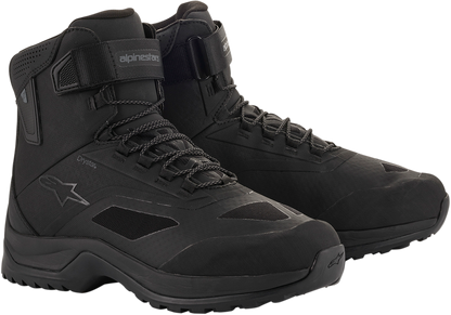 Alpinestars CR-6 Drystar® shoes in black, gray, and gunmetal, US size 12, featuring durable motorcycle footwear design.