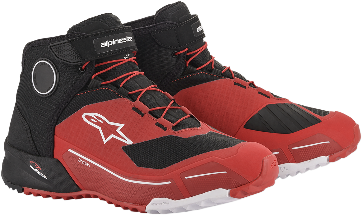 Alpinestars CR-X Drystar® motorcycle shoes in black and red, US 11.5, featuring durable design and protective details.