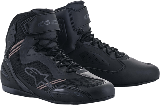 Alpinestars Faster-3 Rideknit® shoes in black, US size 10, featuring a sleek design and sporty look.