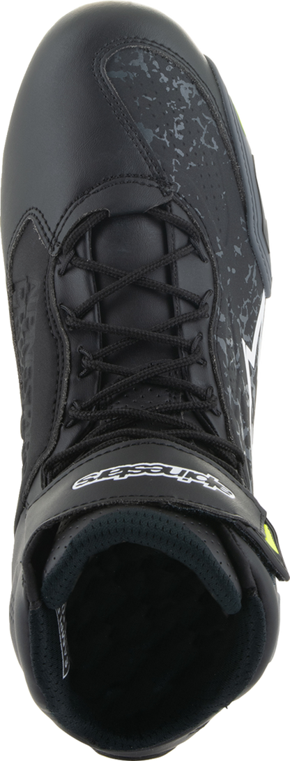 Alpinestars Faster-3 shoes in black and yellow, US size 13, featuring sporty design and durable construction.