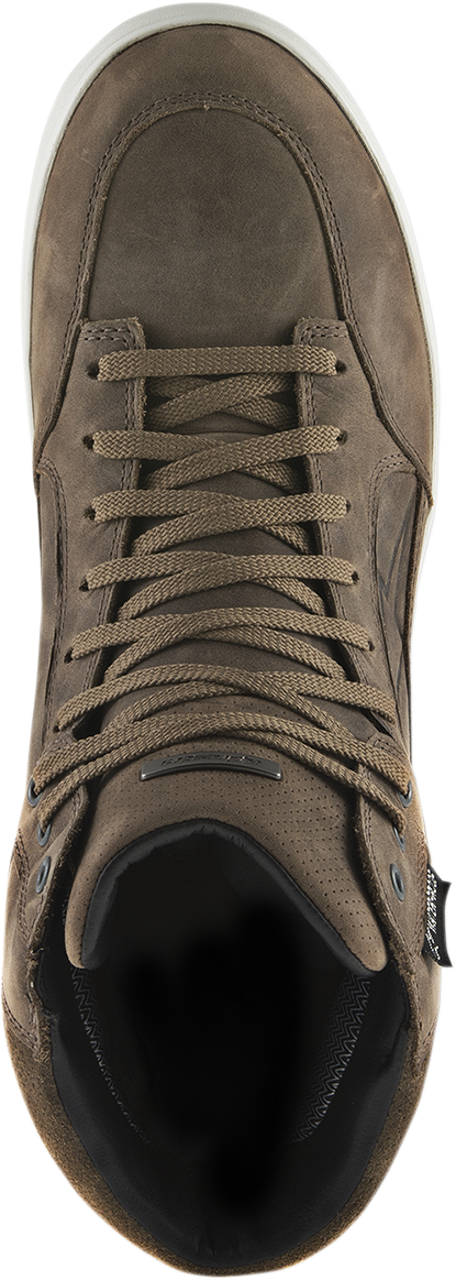 Alpinestars J-6 Waterproof Shoes in brown, US size 8, featuring durable material and outdoor-ready design.