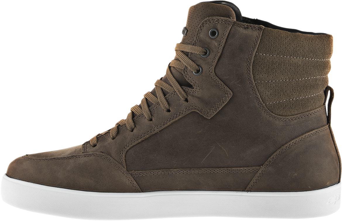 Alpinestars J-6 Waterproof Shoes in brown, US size 8, featuring durable leather and waterproof construction for outdoor activities.