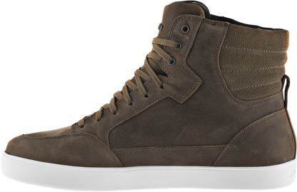 Alpinestars J-6 Waterproof Shoes in brown, US size 8, featuring durable leather and waterproof construction for outdoor activities.