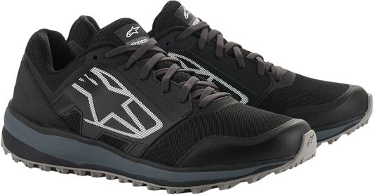 Alpinestars Meta Trail shoes in black and dark gray, US 11.5, showing the durable hiking shoe design with textured sole.