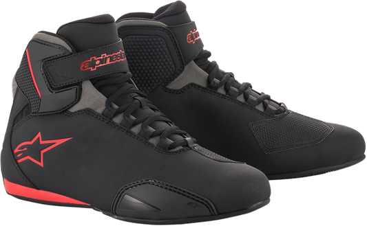 Alpinestars Sektor Shoes in black, gray, and red with US 9 size, featuring sporty design and durable construction.