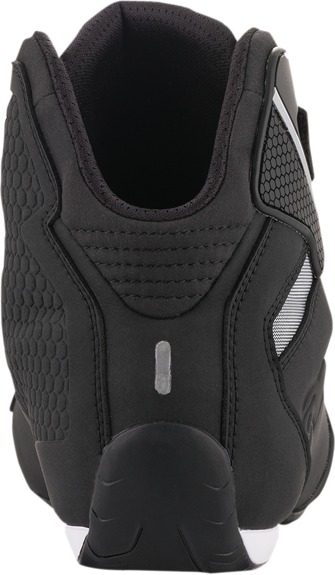 Black Alpinestars Sektor Shoes in US 11.5, featuring sleek design and sturdy construction, shown from a side view.