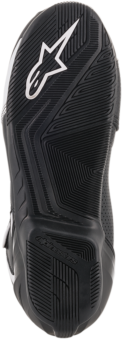 Alpinestars SP-1 v2 vented racing shoes in black and white, US 8 / EU 42, featuring a low-profile design and breathable venting.