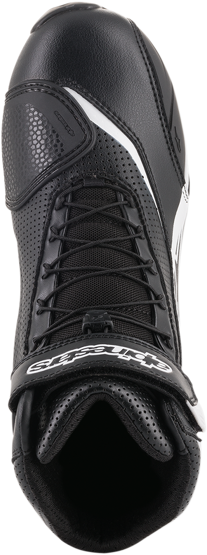 Alpinestars SP-1 V2 Vented Shoes in black and white, US size 8, featuring breathable design and sporty look.