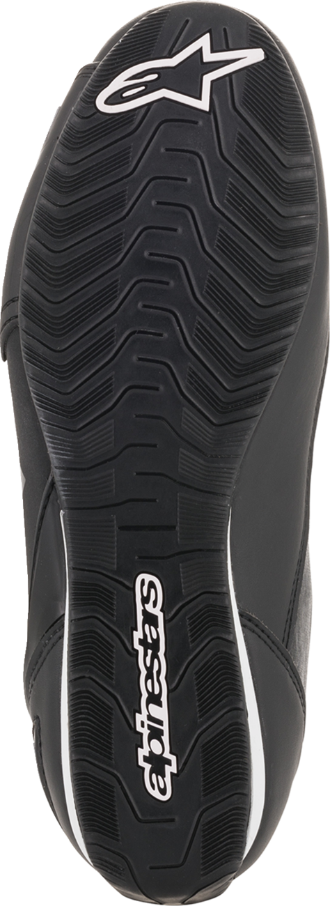 Alpinestars Stella Faster-3 shoes in black and silver, US size 8, sporty leather riding shoes with protective design.