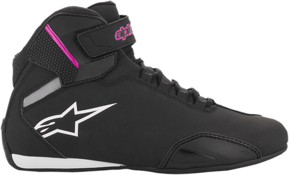 Alpinestars Women's Sektor Shoes in black and pink, US size 6.5, featuring athletic design and branding on the side.