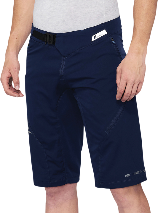 Bill's Exhausts Navy 100% Airmatic Shorts, US size 28, with lightweight fabric and casual fit, designed for comfort and style.