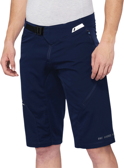Bill's Exhausts navy 100% Airmatic shorts in US size 38, made from lightweight fabric with a relaxed fit and casual design.