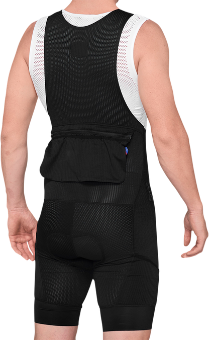Bill's Exhausts 100% Revenant Bib Liner shorts in black, medium size, showcasing the product's design and fit.