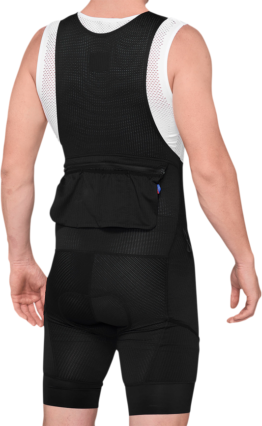Bill's Exhausts 100% Revenant Bib Liner shorts in black, medium size, showcasing the product's design and fit.