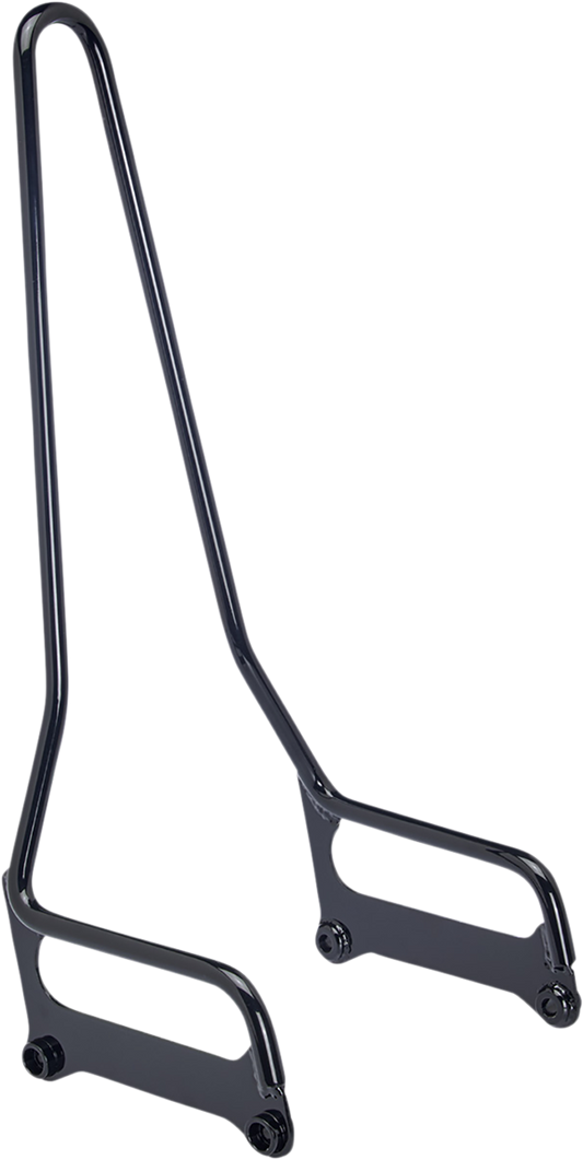 BILTWELL EXFIL Sissy Bar for Softail motorcycles in gloss black, featuring a sturdy metal design and padded top for passenger comfort.