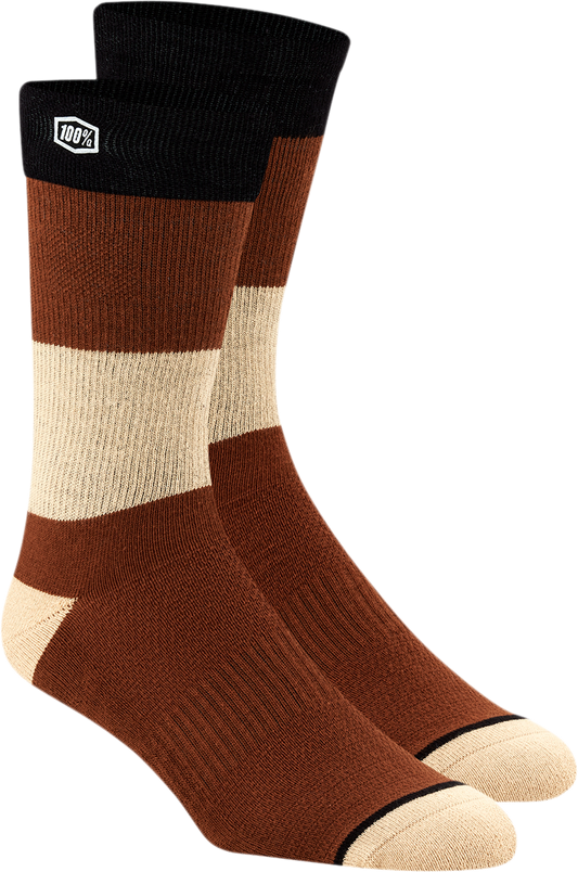 Bill's Exhausts 100% Trio Socks in camel color, small/medium size, with a soft fabric texture and subtle design details.