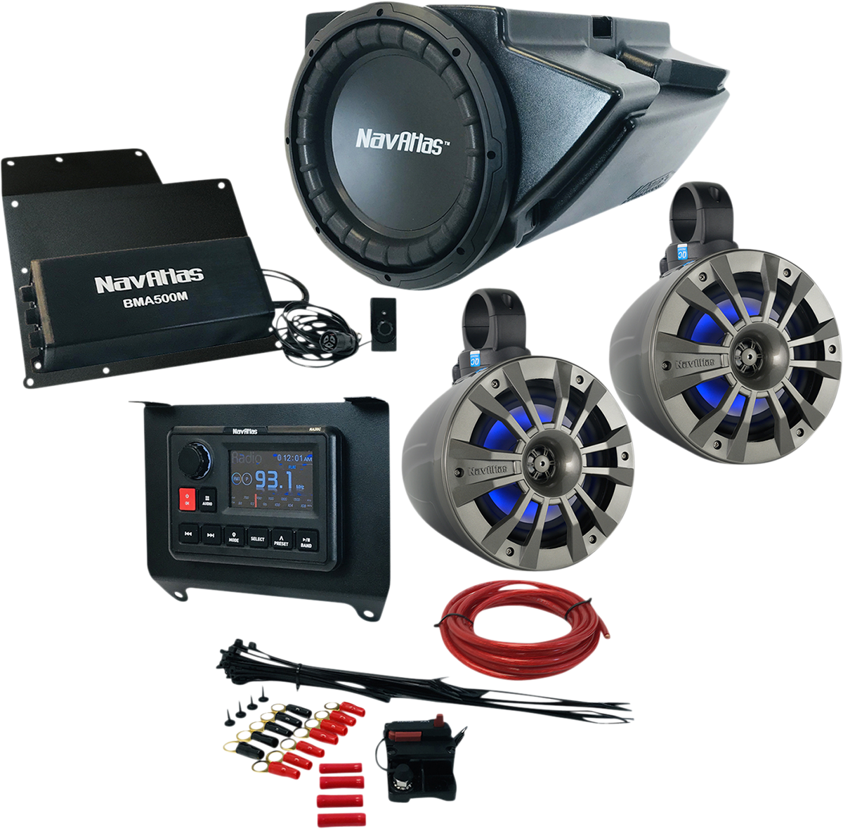 Bill's Exhausts NAVATLAS Audio Kit Zone 3 Turbo RZR1Zone3 speakers for off-road sound system installation