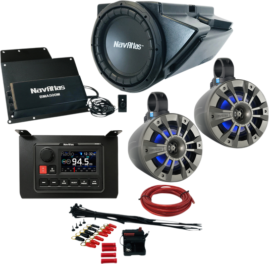 Bill's Exhausts NAVATLAS Audio Kit Zone 3 Turbo S speakers for RZR1Zone3S off-road vehicle, showcasing compact speaker design.