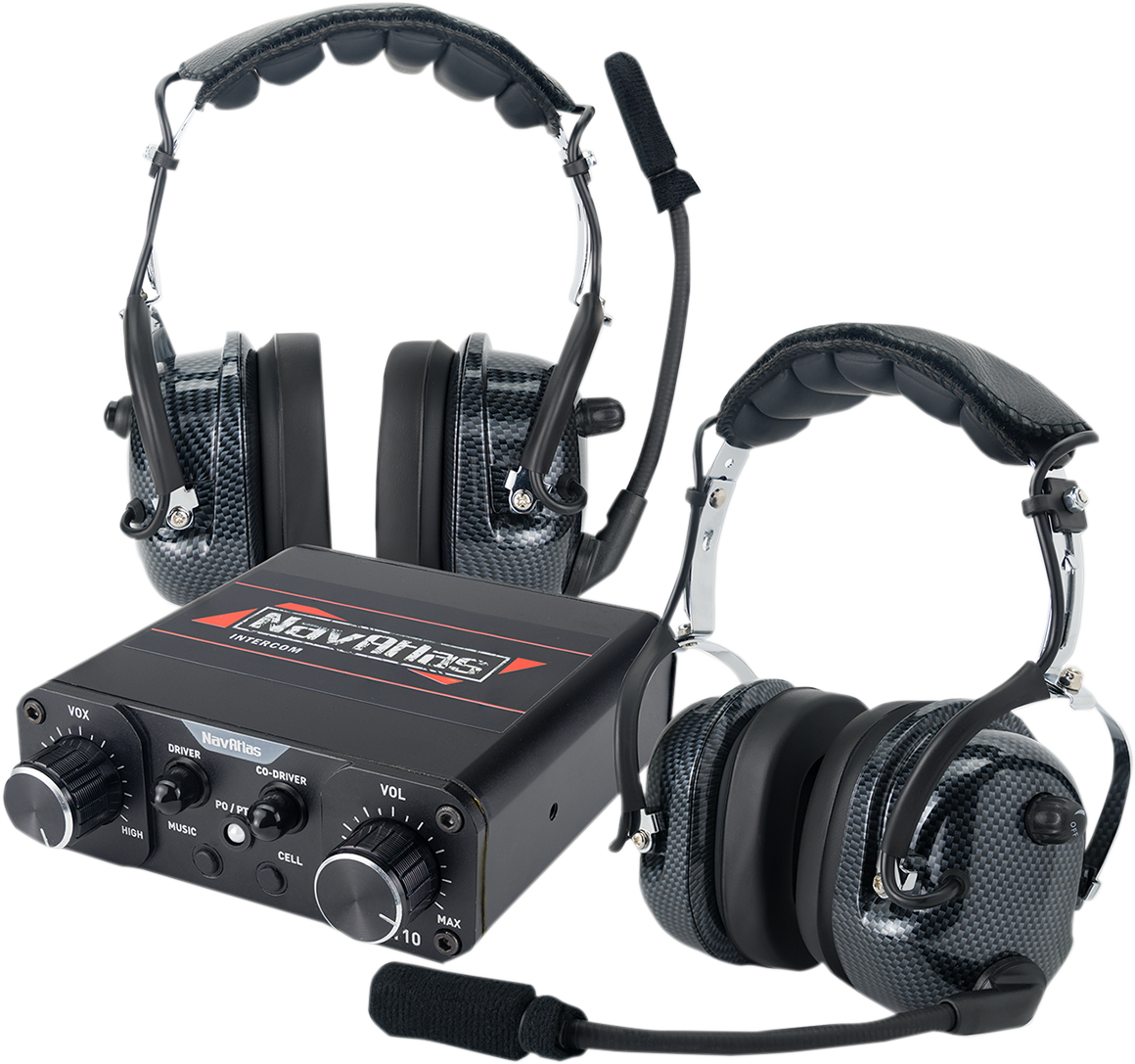 NAVATLAS Over the Head Intercom System headset by Bill's Exhausts, featuring built-in speakers for clear communication.