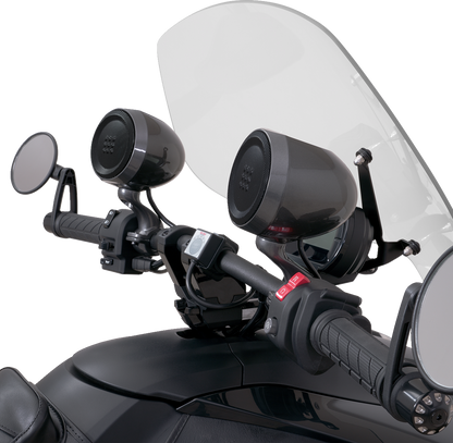 Bill's Exhausts Show Chrome Speakers for Ryker 13-107, featuring stylish chrome finish and rugged design for motorcycle audio systems.