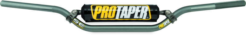 ProTaper SE Henry/Reed handlebar in platinum gray, designed for speed and strength, shown on a motorcycle handlebar.