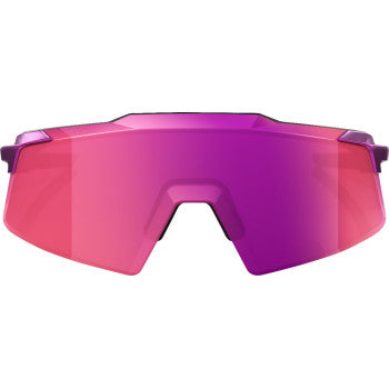 Bill's Exhausts 100% Aerocraft sunglasses with purple chrome frames and purple mirror lenses, stylish eyewear for sun protection.