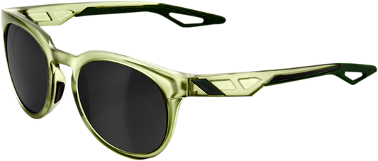 Bill's Exhausts 100% Campo sunglasses in olive with black mirror lenses, stylish eyewear for sun protection and fashion.