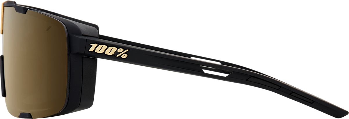 Bill's Exhausts Eastcraft sunglasses with soft tact black frames and gold mirror lenses, stylish and modern eyewear.