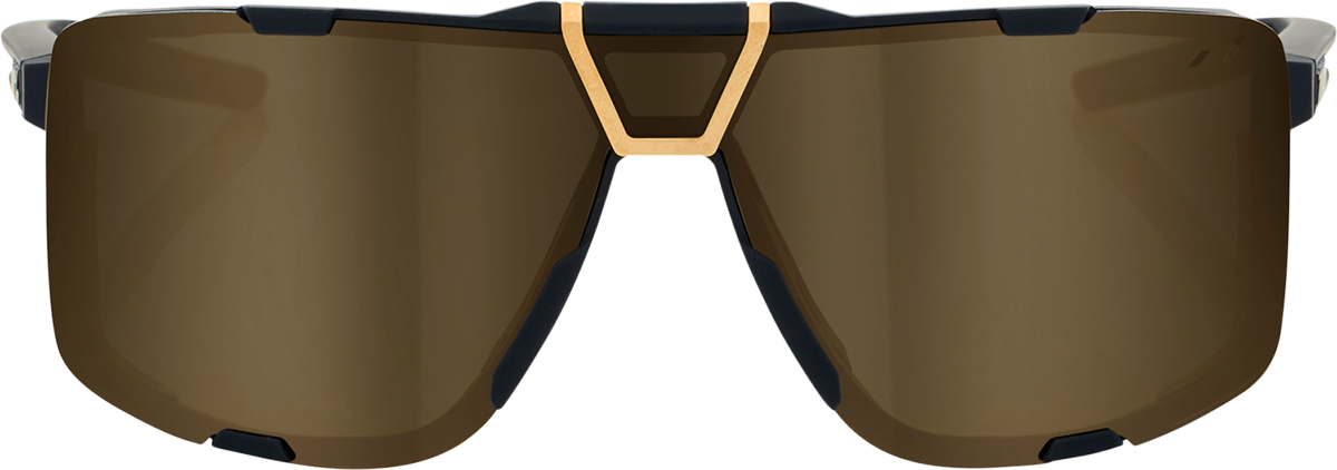 Eastcraft sunglasses by Bill's Exhausts with soft tact black frames and gold mirror lenses, stylish and modern eyewear.