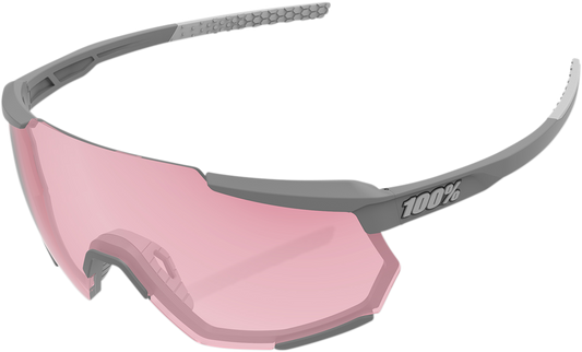 Bill's Exhausts 100% Racetrap sunglasses with soft tact stone frame and HiPER Coral lenses, stylish and protective eyewear.