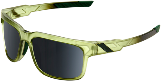 Bill's Exhausts 100% Type-S sunglasses in olive with black mirror lenses, featuring sleek frame and modern style.