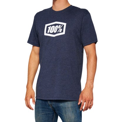 Navy 100% Icon T-Shirt by Bill's Exhausts, medium size, casual cotton tee with printed logo design on front.
