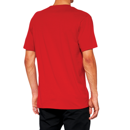 Red official Bill's Exhausts T-Shirt in large size, made of 100% cotton, featuring the brand logo on the front.