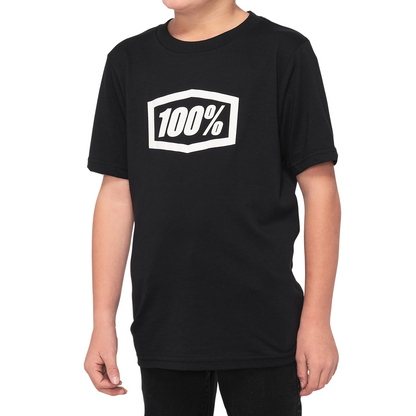 Black 100% Youth Icon T-Shirt by Bill's Exhausts, small size, casual cotton tee with graphic design, perfect for everyday wear.