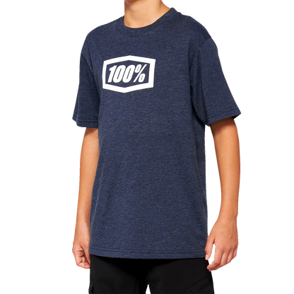 Navy 100% Youth Icon T-Shirt by Bill's Exhausts, small size, casual cotton tee with printed graphic design.