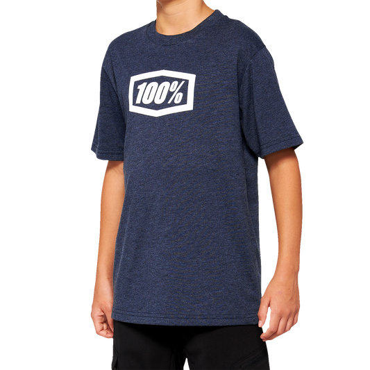 Navy 100% Youth Icon T-Shirt by Bill's Exhausts, small size, casual cotton tee with printed graphic design.