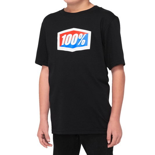 Black 100% Youth Official T-Shirt by Bill's Exhausts in XL size, casual cotton T-shirt with logo print.