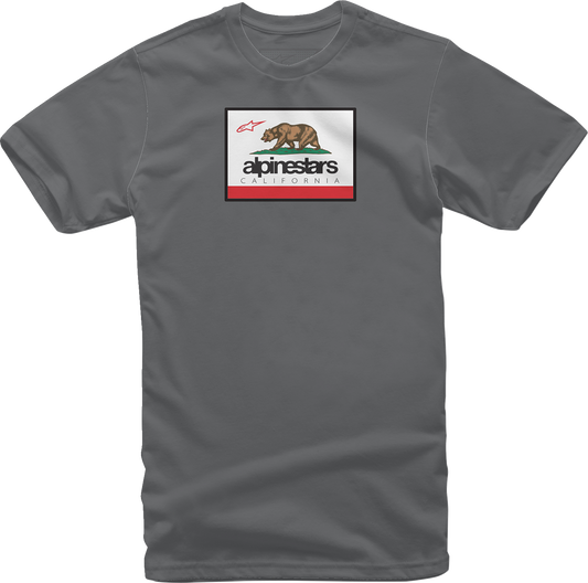 Alpinestars Cali 2.0 T-Shirt in charcoal, Medium, featuring the brand logo on the front, casual fit, soft fabric.